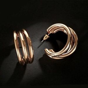 New 14k Yellow Gold 925 Silver Triple Hoops